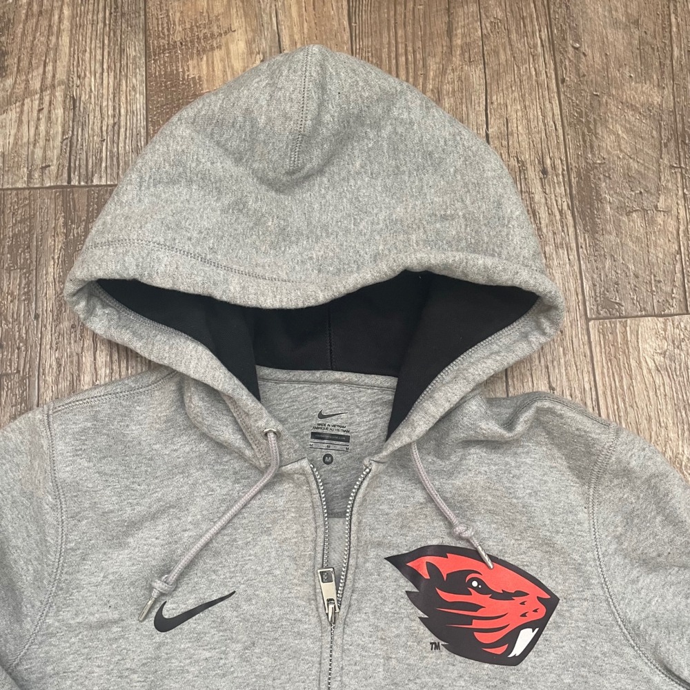 Nike Gray Hoodie with Black and Red Logo